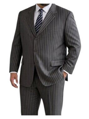 Mario Rossi Gray Pinstriped Business Career Formal Suit Jacket Sport Coat 48R